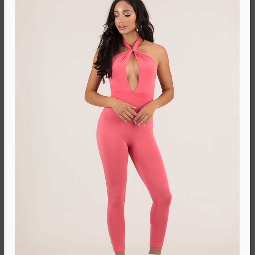 Green Twisted Halter Jumpsuit
